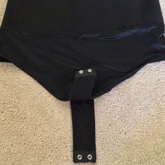 SPANX Black Mock Neck Suede Bodysuit - Picture 3 of 7